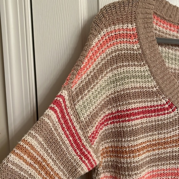 American Eagle Brown Green Multi-color Striped Cotton-Blend Sweater Size XS - Picture 3 of 8